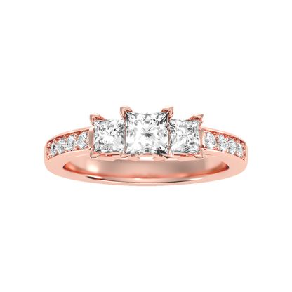 Scintillating Tri Stone Ring In 925 Sterling Silver - Two