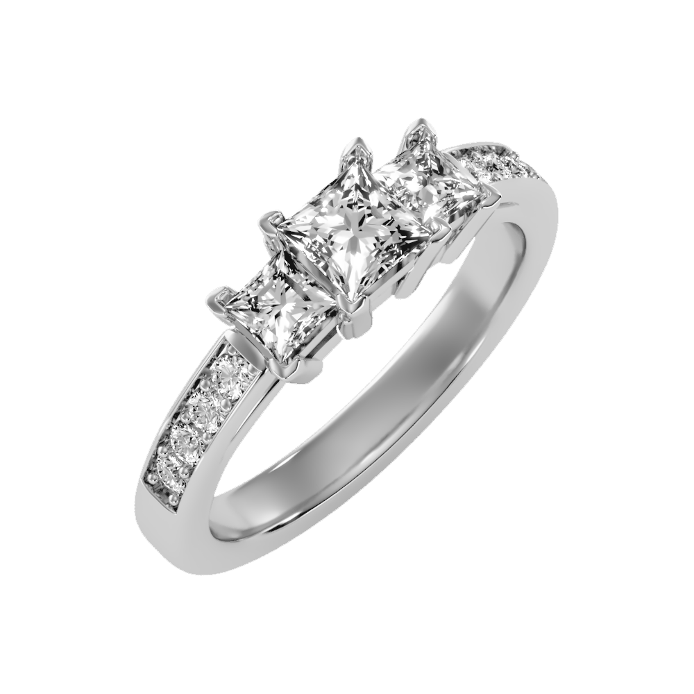 Scintillating Tri Stone Ring In 925 Sterling Silver - Five
