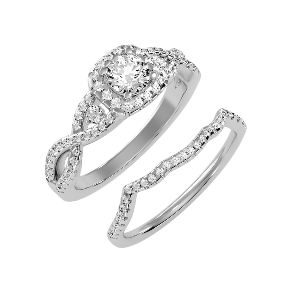 Seqqen Bridal Ring Set In 925 Sterling Silver - One