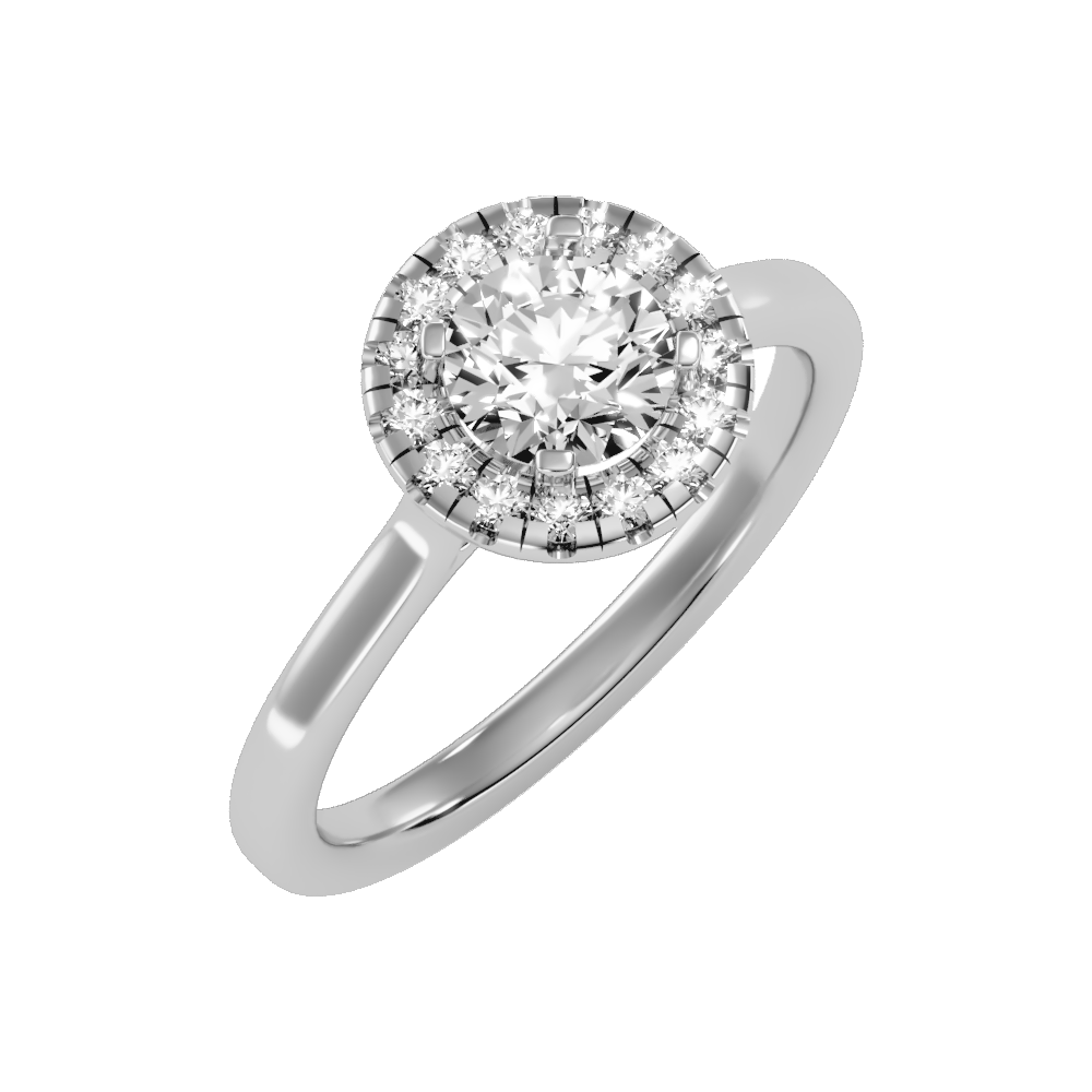 Serene Classic Halo Diamond Engagement Ring In 925 Sterling Silver - One