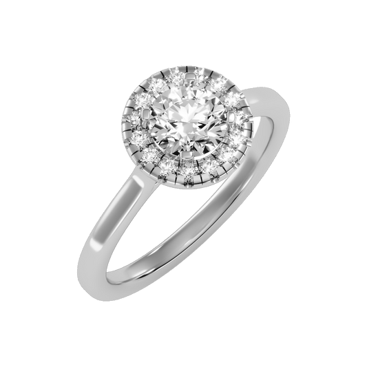 Serene Classic Halo Diamond Engagement Ring In 925 Sterling Silver - One