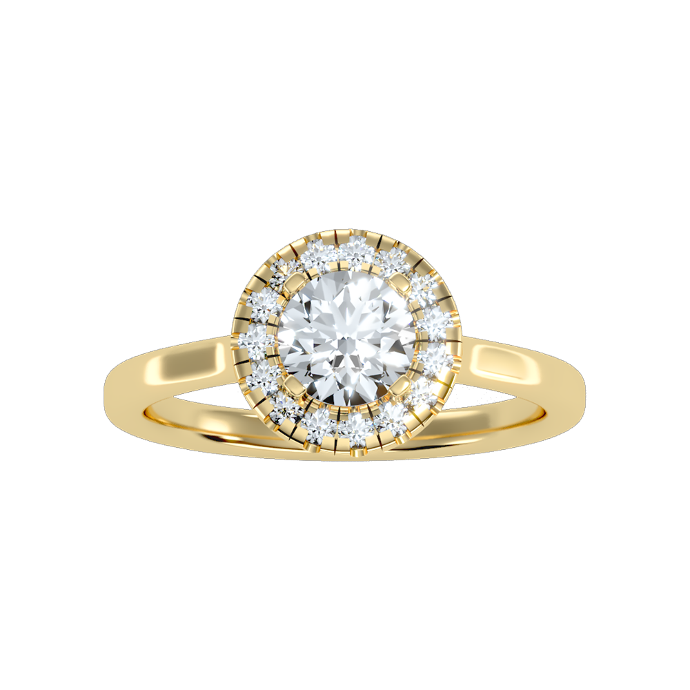 Serene Classic Halo Diamond Engagement Ring In 925 Sterling Silver - Ten