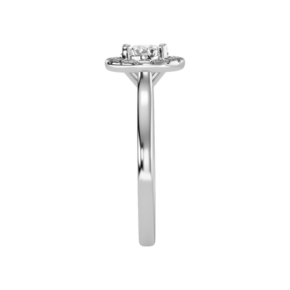 Serene Classic Halo Diamond Engagement Ring In 925 Sterling Silver - Four