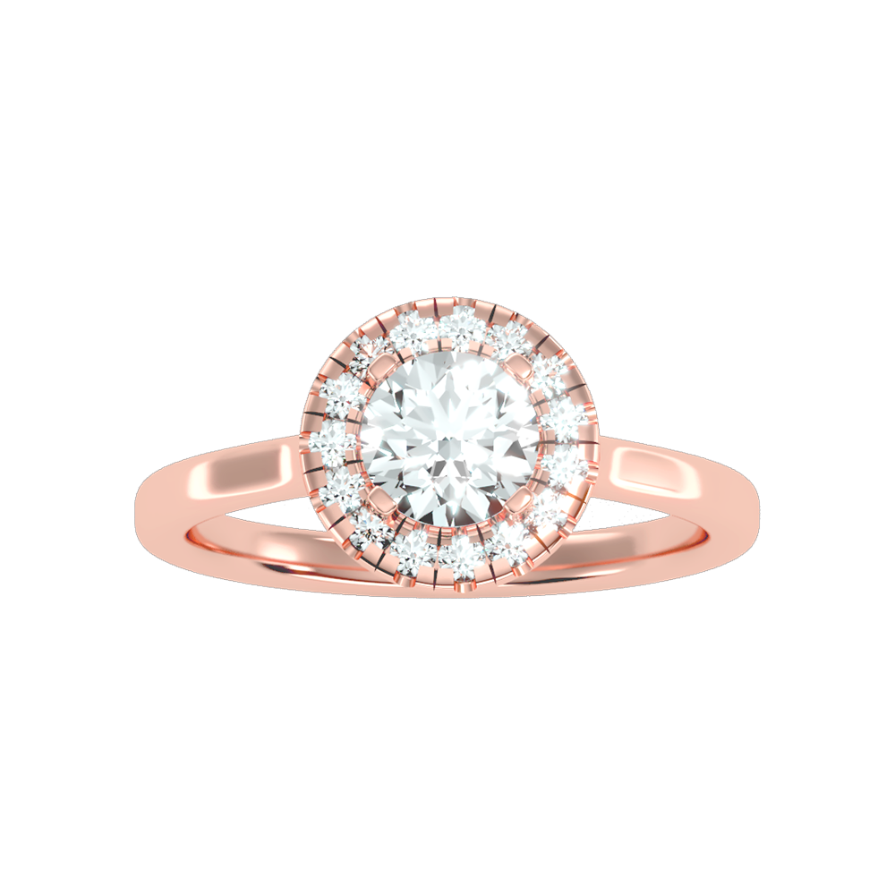 Serene Classic Halo Diamond Engagement Ring In 925 Sterling Silver - Five