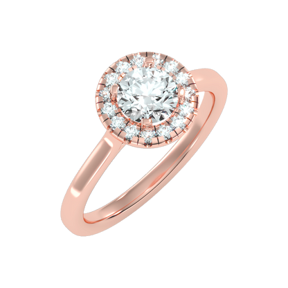 Serene Classic Halo Diamond Engagement Ring In 925 Sterling Silver - Seven
