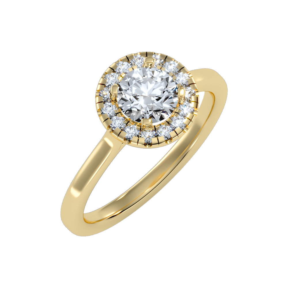 Serene Classic Halo Diamond Engagement Ring In 925 Sterling Silver - Nine