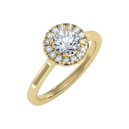 Serene Classic Halo Diamond Engagement Ring In 925 Sterling Silver - Nine