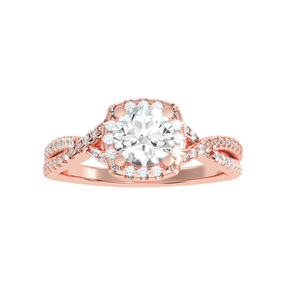 Serene Halo Solitaire Ring - Twelve
