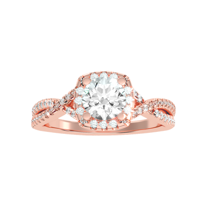 Serene Halo Solitaire Ring - Twelve