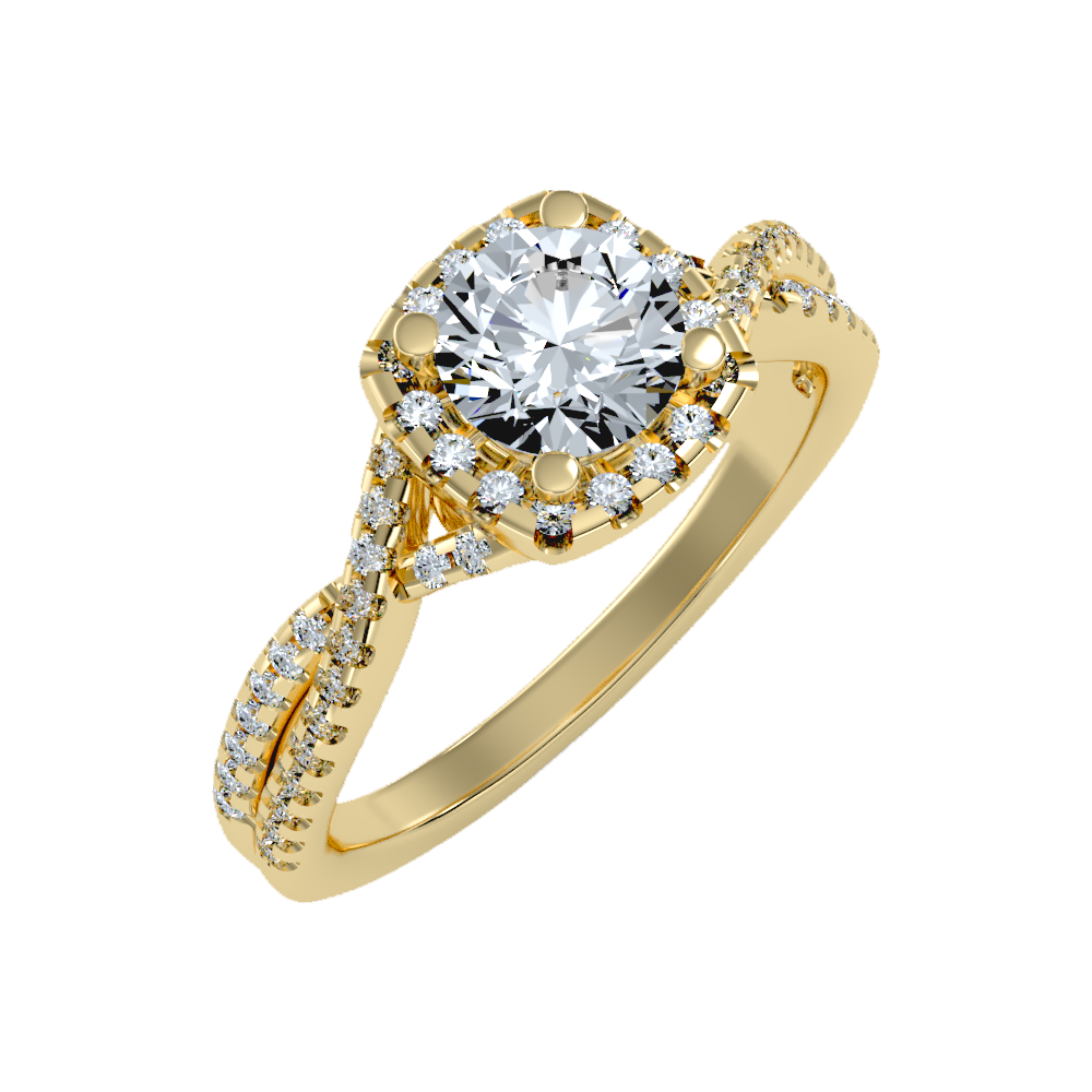 Serene Halo Solitaire Ring - Two
