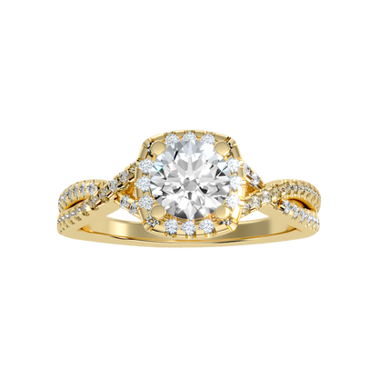 Serene Halo Solitaire Ring In 925 Sterling Silver - Four