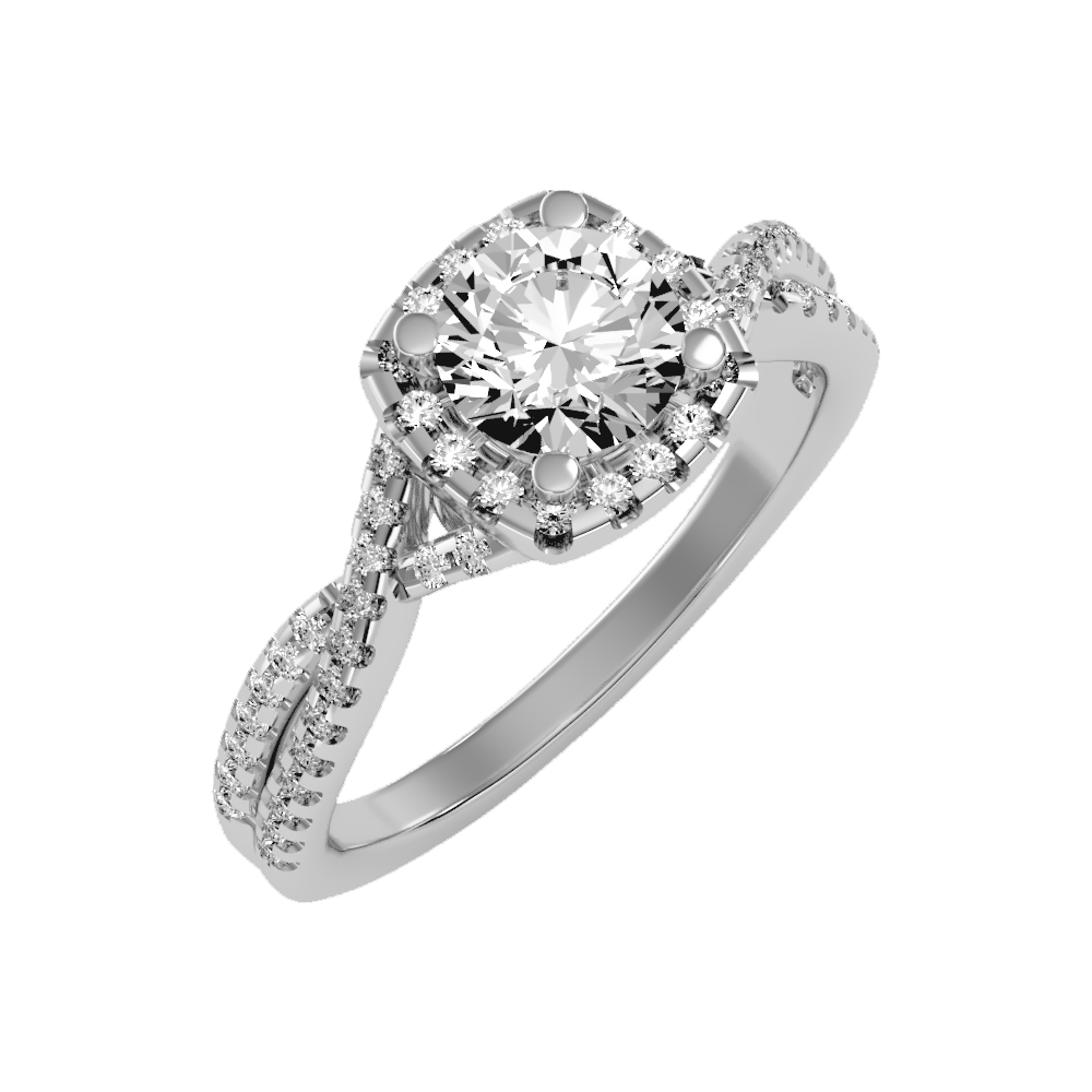 Serene Halo Solitaire Ring In 925 Sterling Silver - Six
