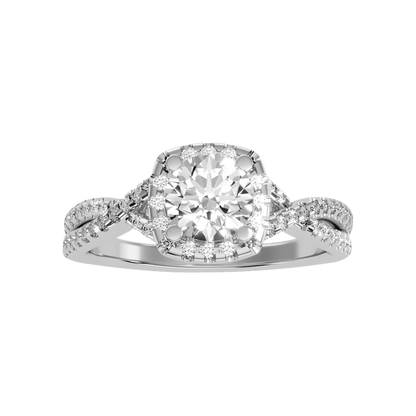 Serene Halo Solitaire Ring - Seven