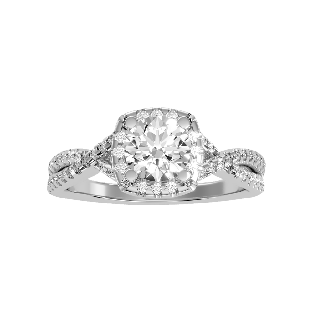 Serene Halo Solitaire Ring In 925 Sterling Silver - Seven