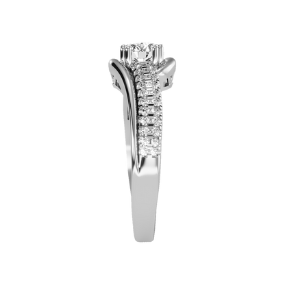 Shimmerin Halo Ring In 925 Sterling Silver - Four