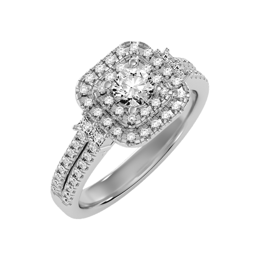 Shine On Halo Ring In 925 Sterling Silver - One
