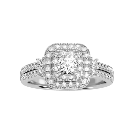 Shine On Halo Ring In 925 Sterling Silver - Two