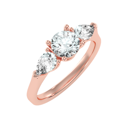 Shining Tri Stone Ring - One
