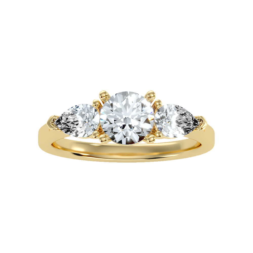 Shining Tri Stone Ring In 925 Sterling Silver - Ten