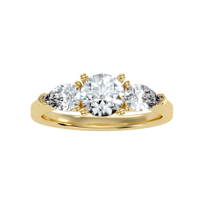 Shining Tri Stone Ring In 925 Sterling Silver - Ten