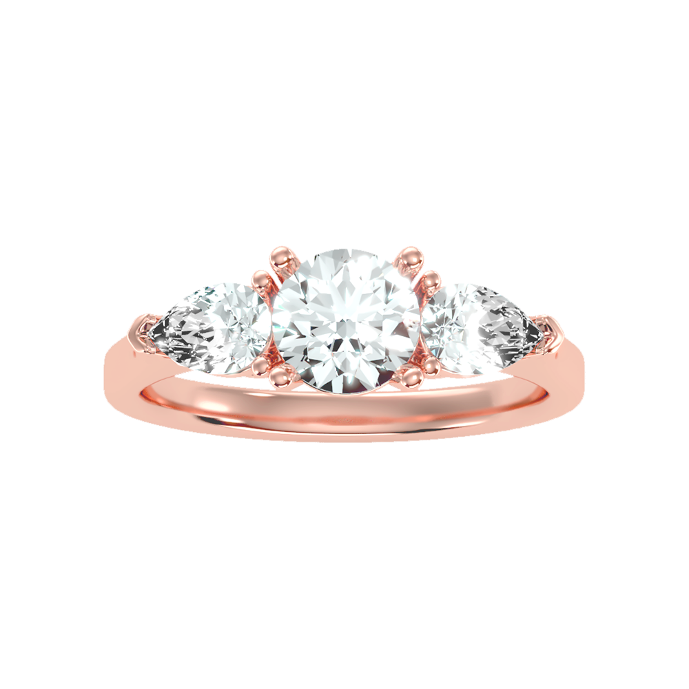 Shining Tri Stone Ring In 925 Sterling Silver - Two