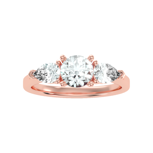 Shining Tri Stone Ring In 925 Sterling Silver - Two