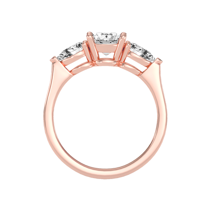 Shining Tri Stone Ring In 925 Sterling Silver - Four