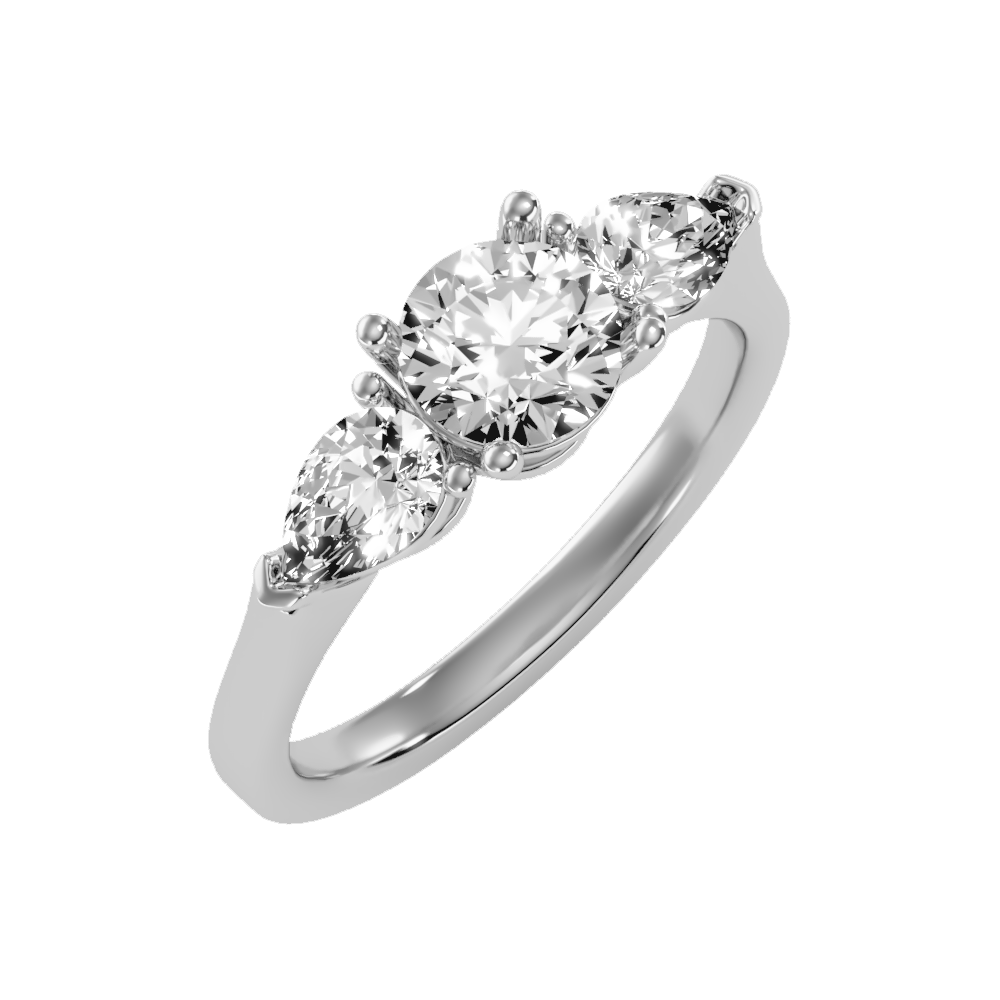 Shining Tri Stone Ring In 925 Sterling Silver - Five