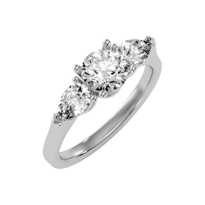Shining Tri Stone Ring In 925 Sterling Silver - Five
