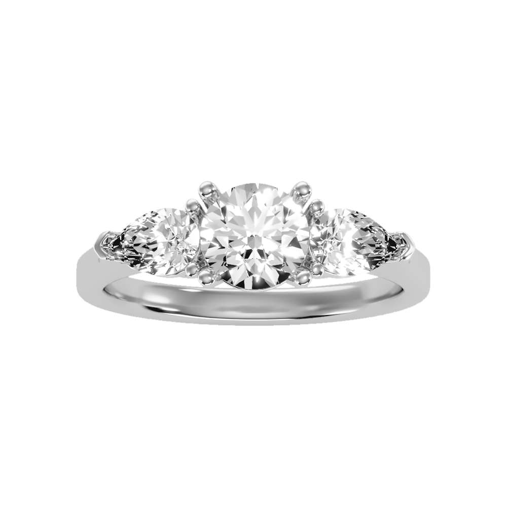 Shining Tri Stone Ring In 925 Sterling Silver - Six
