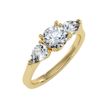Shining Tri Stone Ring In 925 Sterling Silver - Nine
