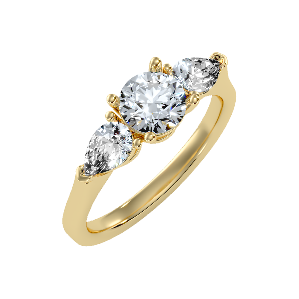 Shining Tri Stone Ring - Nine
