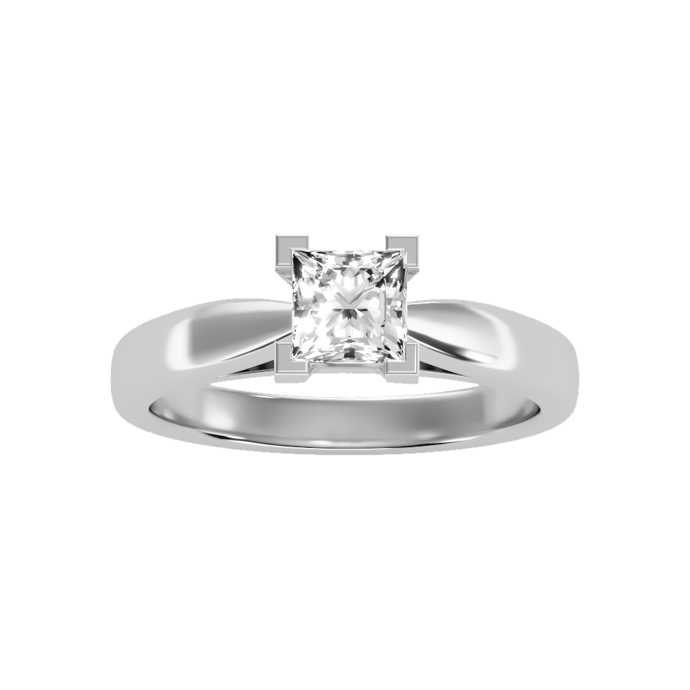 Shiny Solitaire Ring In 925 Sterling Silver - Three