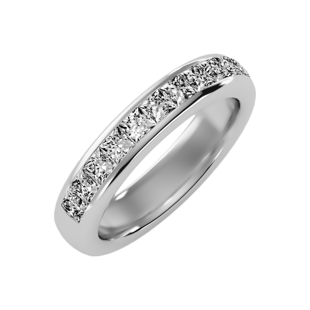 Silliage Half Eternity Band In 925 Sterling Silver - One