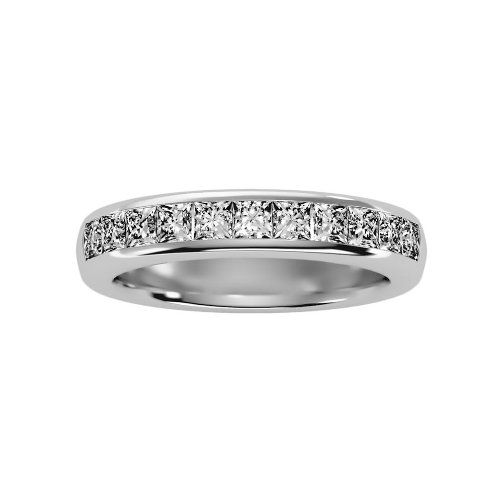 Silliage Half Eternity Band In 925 Sterling Silver - Three