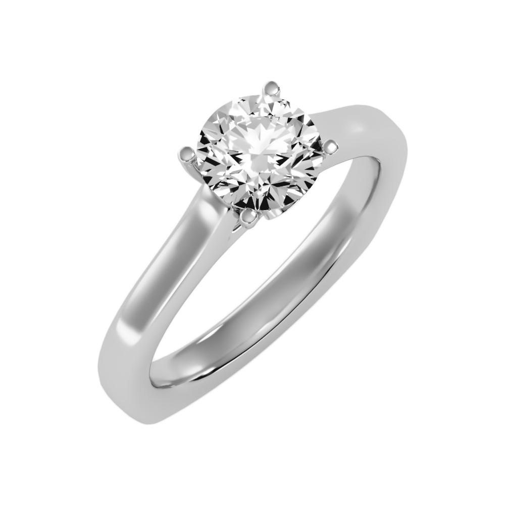 Slender Solitaire Ring In 925 Sterling Silver - Five