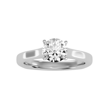 Slender Solitaire Ring In 925 Sterling Silver - Six