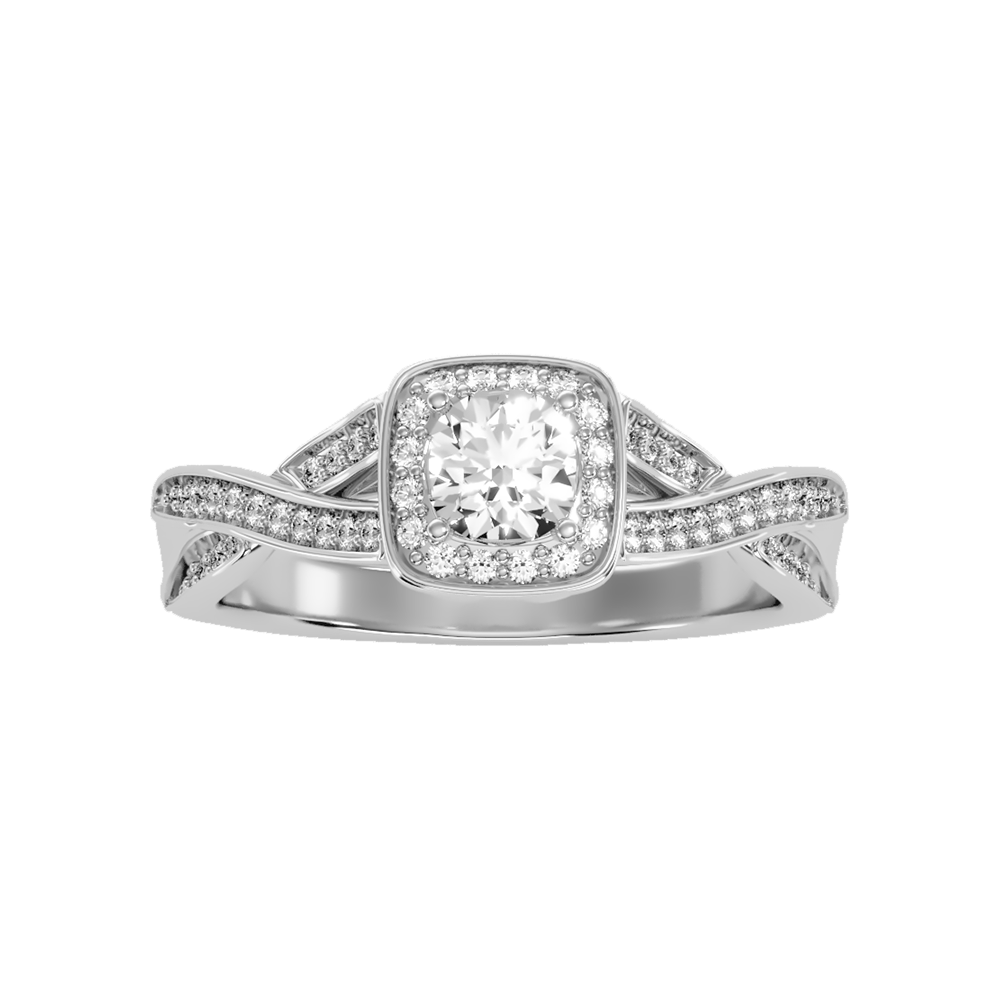 Slick Halo Ring In 925 Sterling Silver - Six