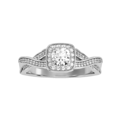 Slick Halo Ring In 925 Sterling Silver - Six
