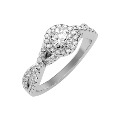 Soft Halo Ring In 925 Sterling Silver - Five