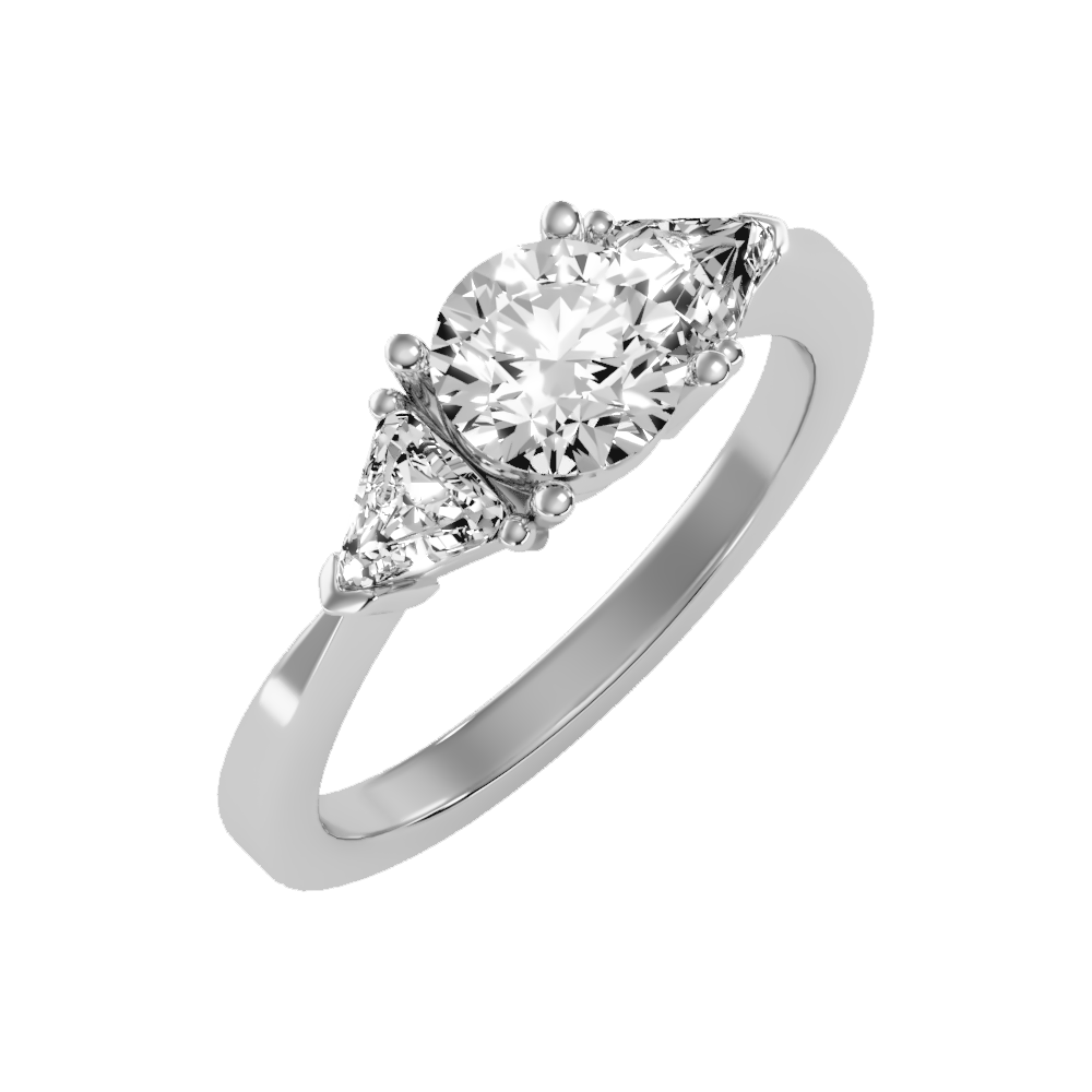 Sparking Tri Stone Ring In 925 Sterling Silver - Five