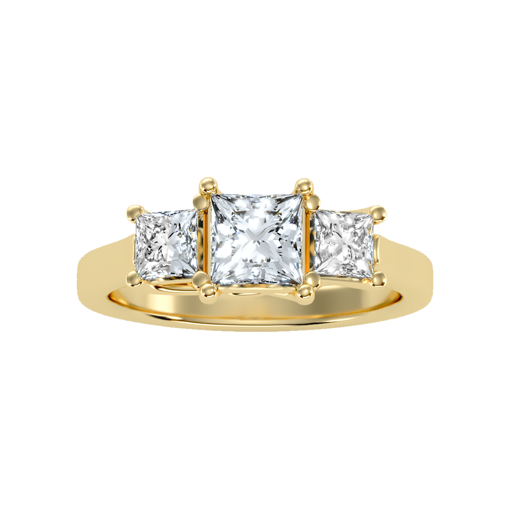 Sparkling Diamond Tri Stone Ring In 925 Sterling Silver - Ten