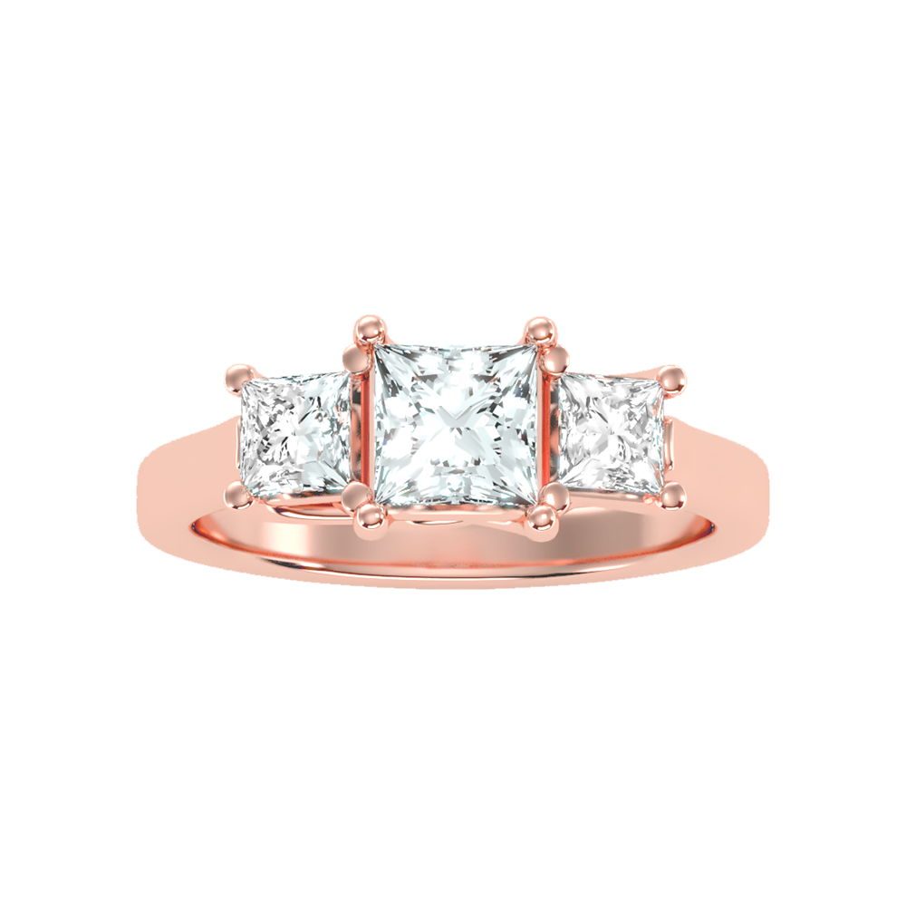 Sparkling Diamond Tri Stone Ring - Two