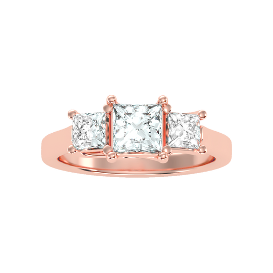 Sparkling Diamond Tri Stone Ring - Two