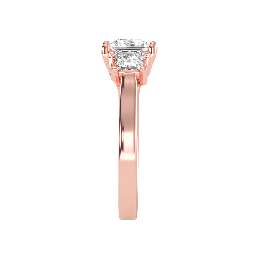 Sparkling Diamond Tri Stone Ring In 925 Sterling Silver - Three