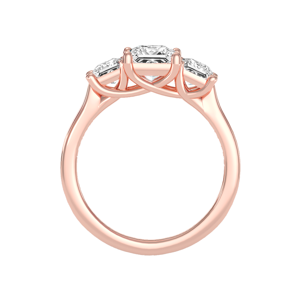 Sparkling Diamond Tri Stone Ring In 925 Sterling Silver - Four