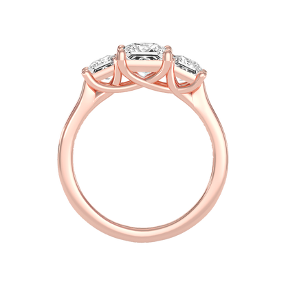 Sparkling Diamond Tri Stone Ring - Four