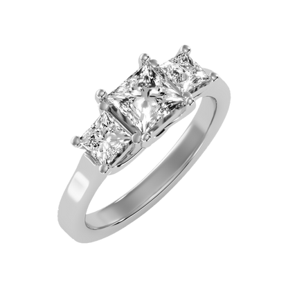 Sparkling Diamond Tri Stone Ring In 925 Sterling Silver - Five