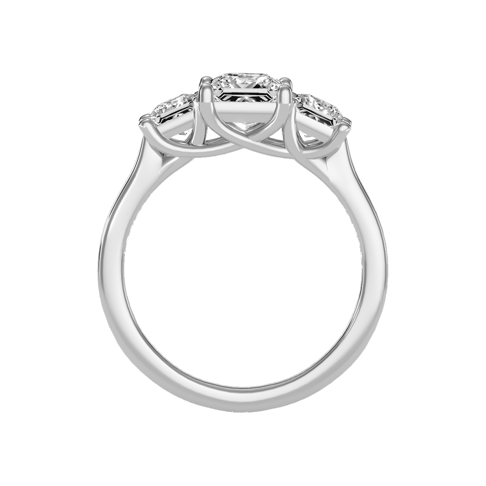 Sparkling Diamond Tri Stone Ring In 925 Sterling Silver - Eight