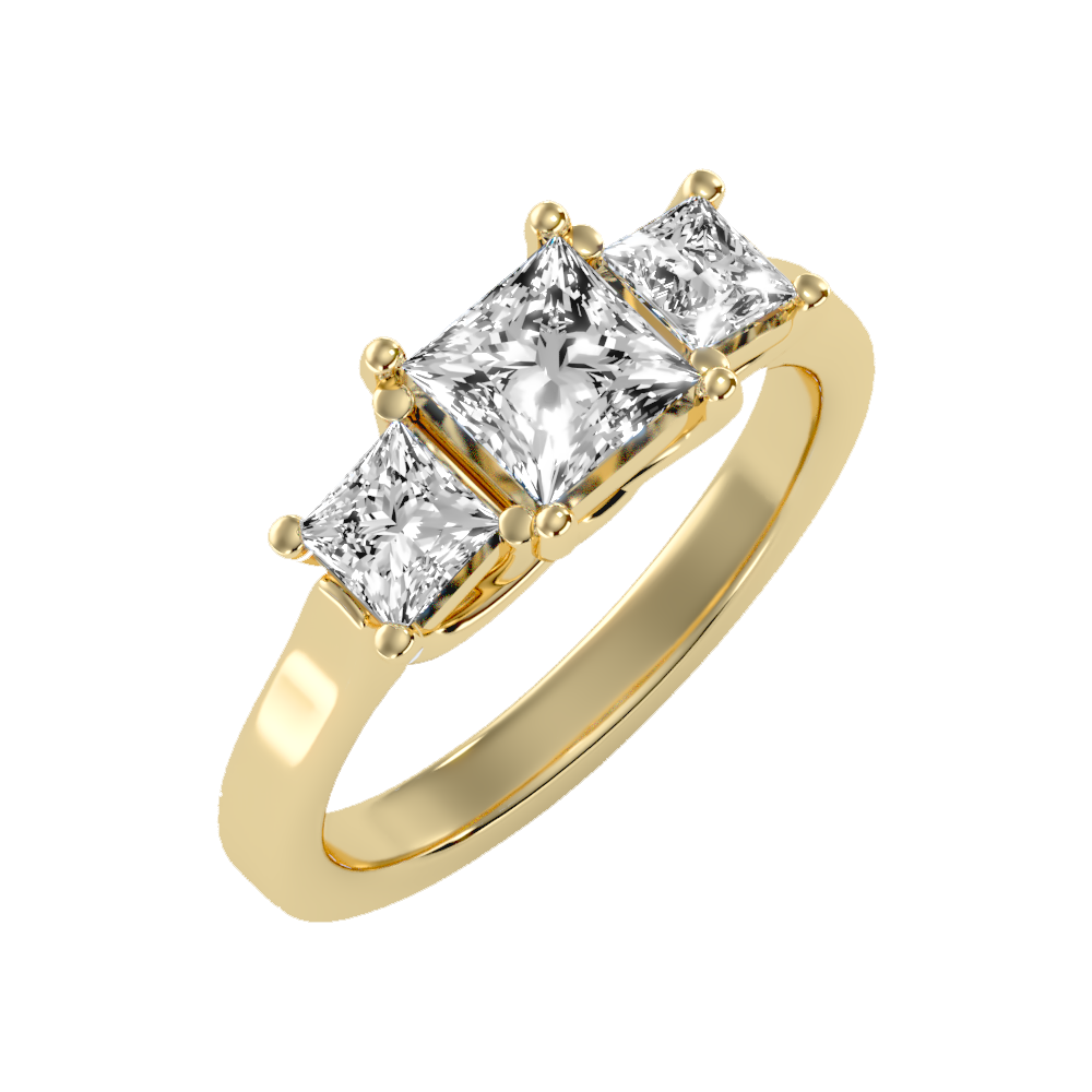 Sparkling Diamond Tri Stone Ring In 925 Sterling Silver - Nine